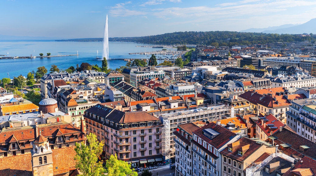 Geneva, Switzerland Cityscape Overlooking the Lake and Fountain