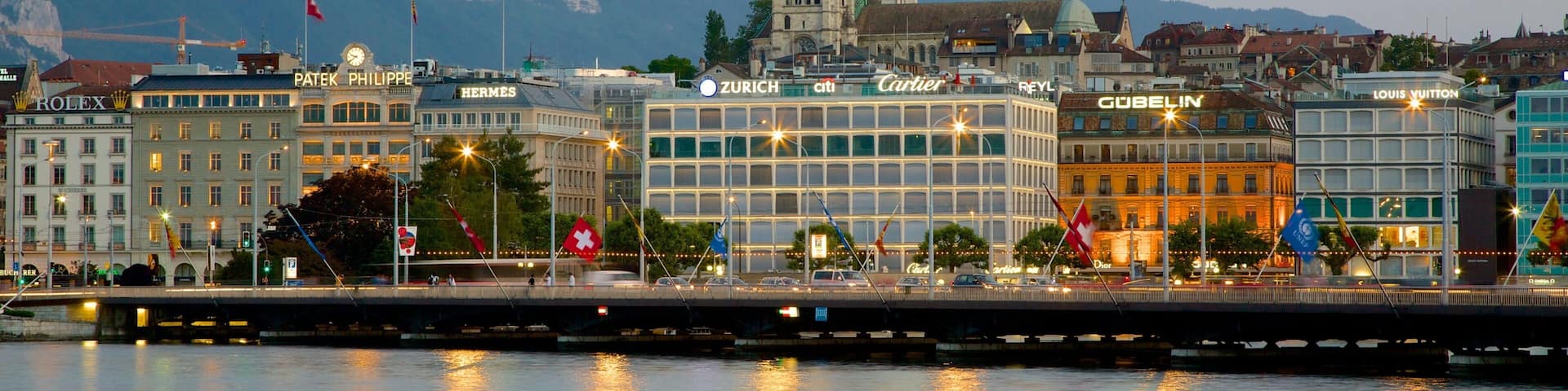 Saint-Pierre Cathedral which includes a lake or waterhole and city views