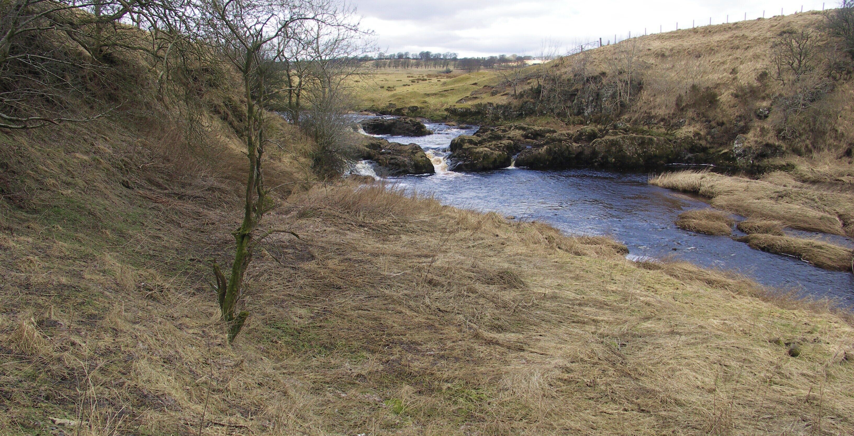 Avon Linn and New Mill A small linn on the Avon Water. In the foreground lies the site of New Mill, a former grain mill.