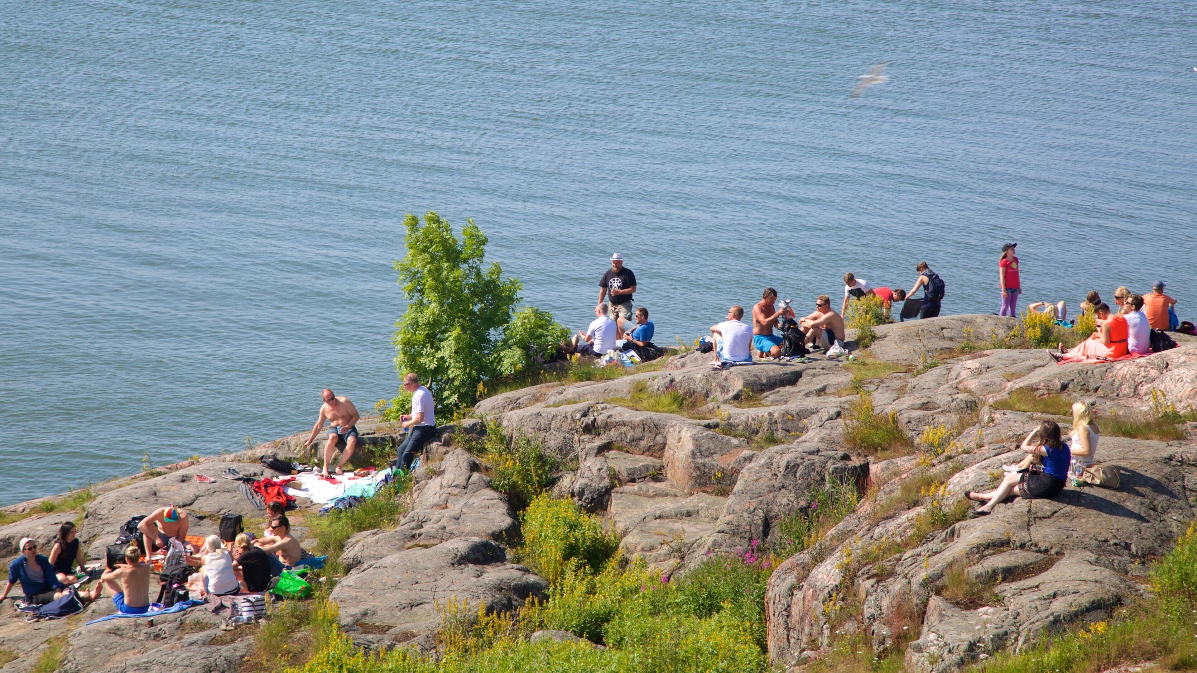 Vesting Suomenlinna toont algemene kustgezichten en ook een grote groep mensen