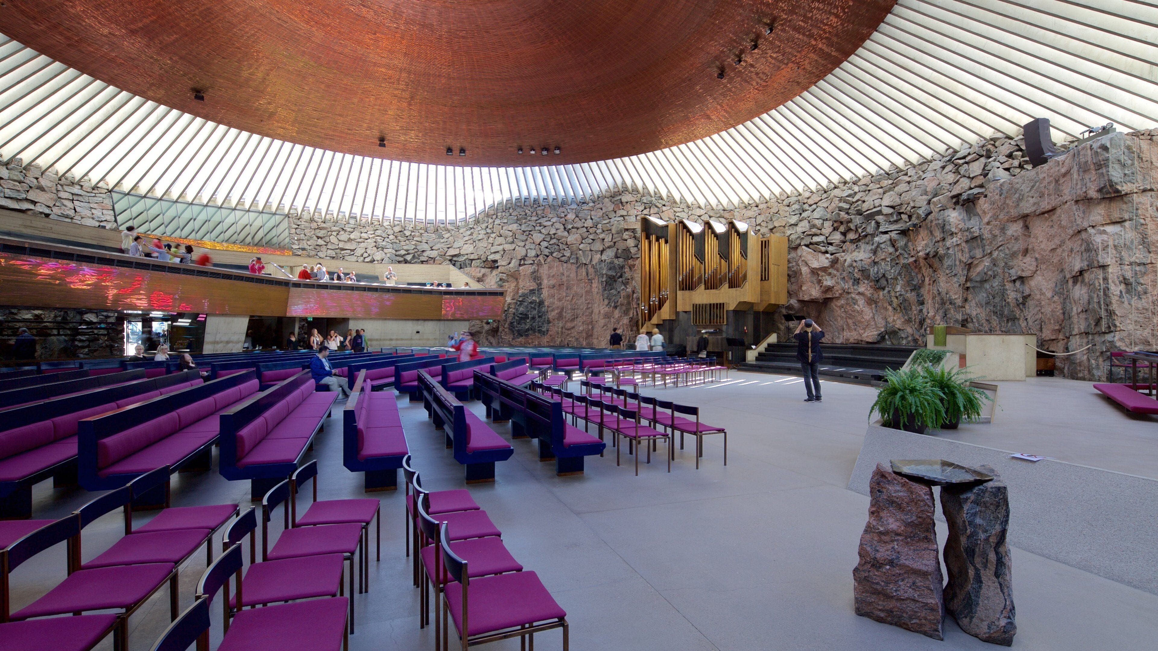 Temppeliaukio Church featuring interior views and a church or cathedral