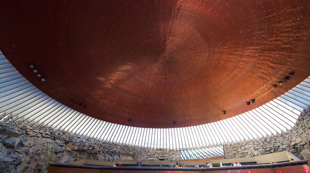 Temppeliaukio Church showing a church or cathedral and interior views