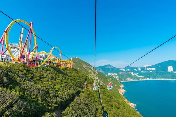 Hong Kong Ocean Park Roller Coaster. Ocean Park is situated in Wong Chuk Hang and Nam Long Shan in the Southern District of Hong Kong, China.