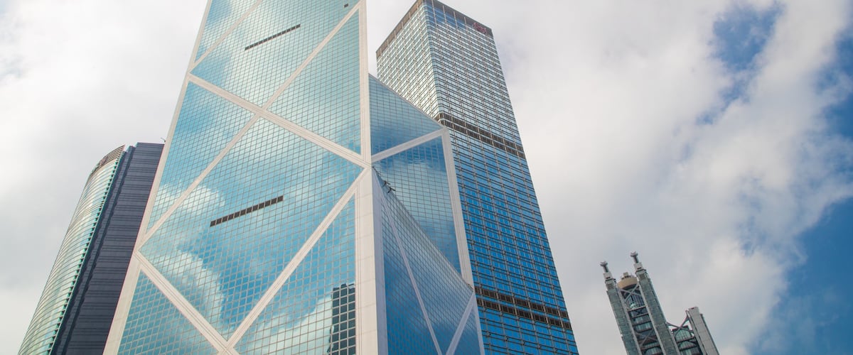 Bank of China Tower showing a city and a high rise building