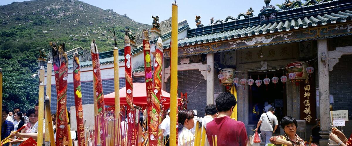 Tin Hau-templet presenterar ett tempel eller plats för dyrkan och religiösa aspekter