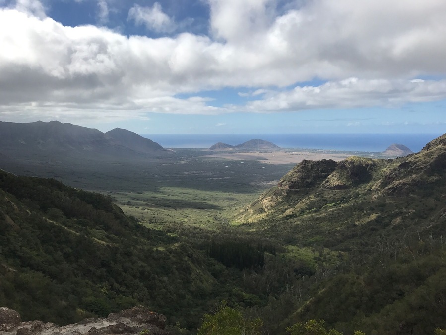 This hike is on Schofield Barracks on Oahu. You can see all the way to Waianae.