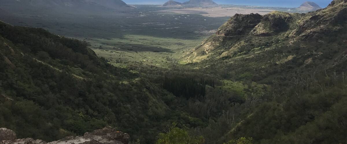 This hike is on Schofield Barracks on Oahu. You can see all the way to Waianae.