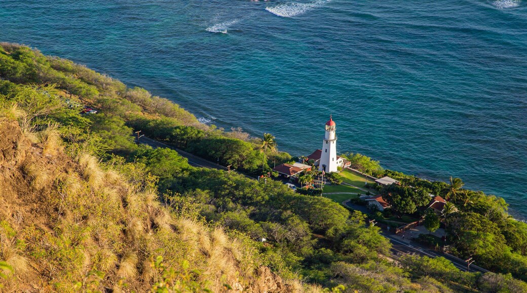 Diamond Head featuring general coastal views and a lighthouse