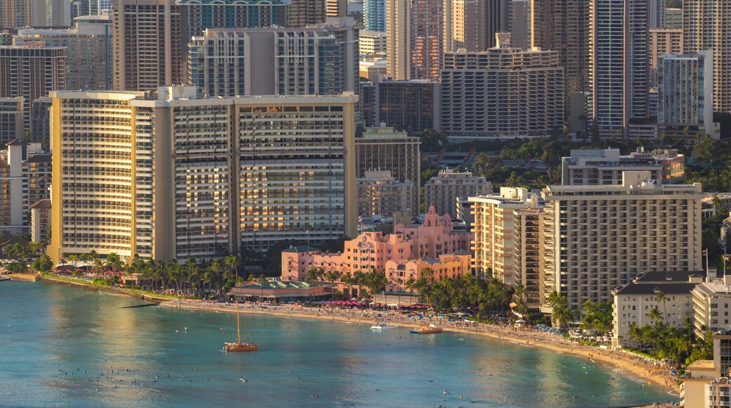 Diamond Head featuring landscape views, a sunset and a city