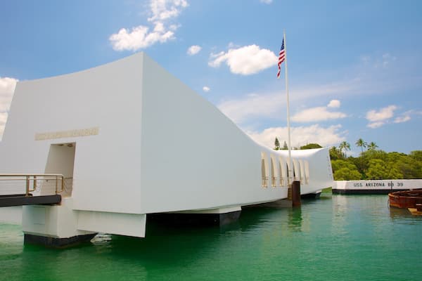 USS Arizona Memorial which includes a memorial and military items