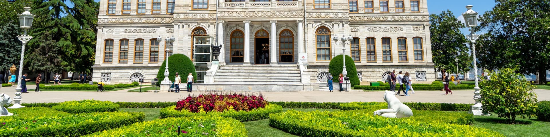 Dolmabahсe Palace in Istanbul, Turkey, on European coast of Bosporus strait, main administrative center of Ottoman Empire in Turkiye