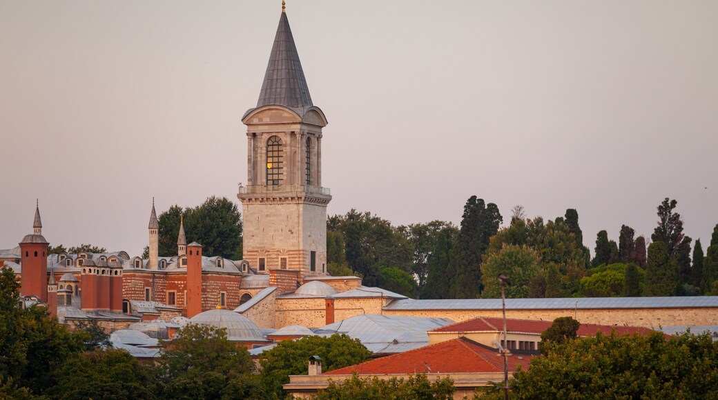 Topkapi Palace featuring a sunset and heritage architecture