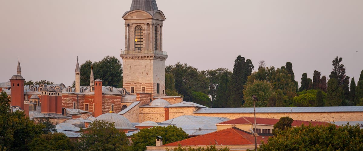Topkapi Palace featuring a sunset and heritage architecture
