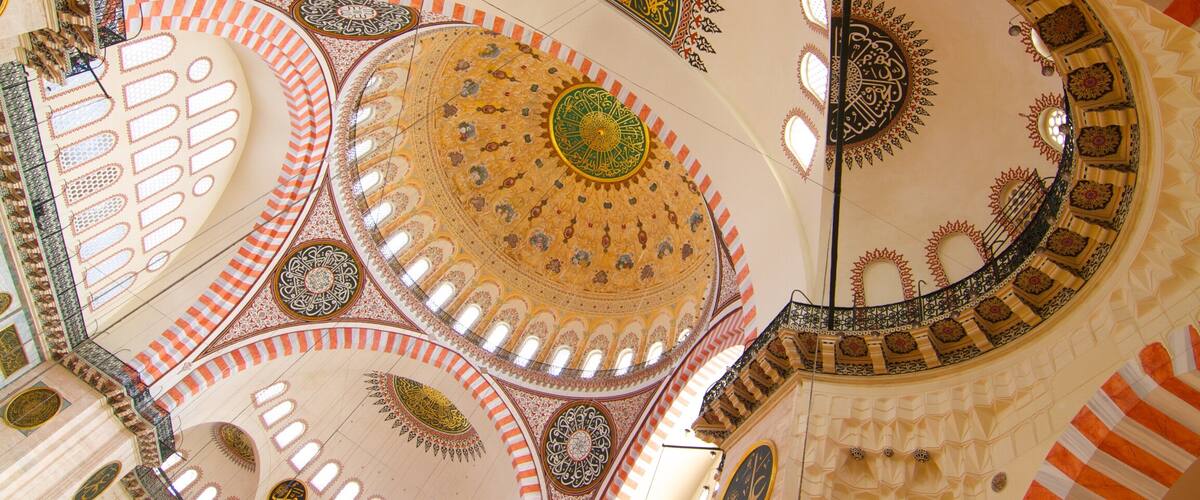 Suleymaniye Mosque showing interior views and a mosque