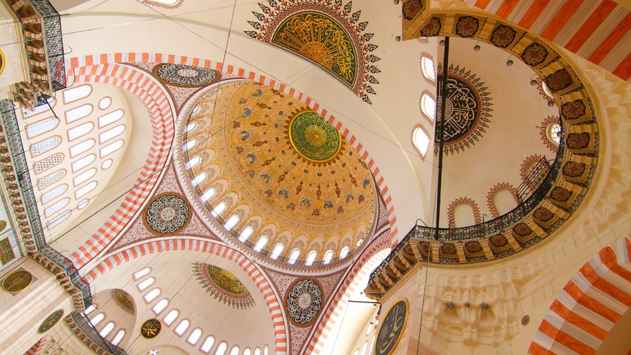 Moschea di Solimano che include vista interna e moschea