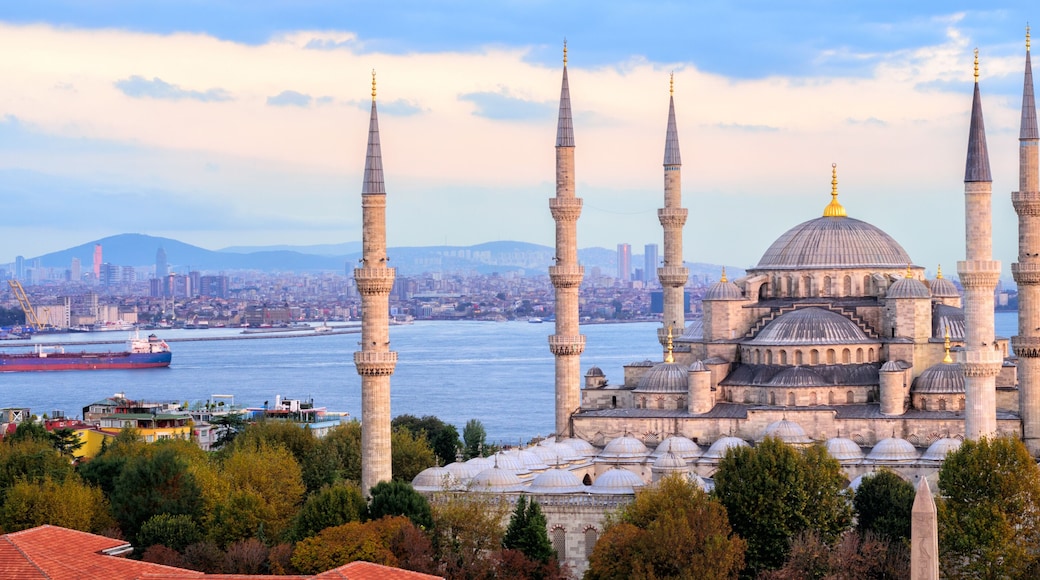 Blue Mosque and Bosporus panorama, Istanbul, Turkey