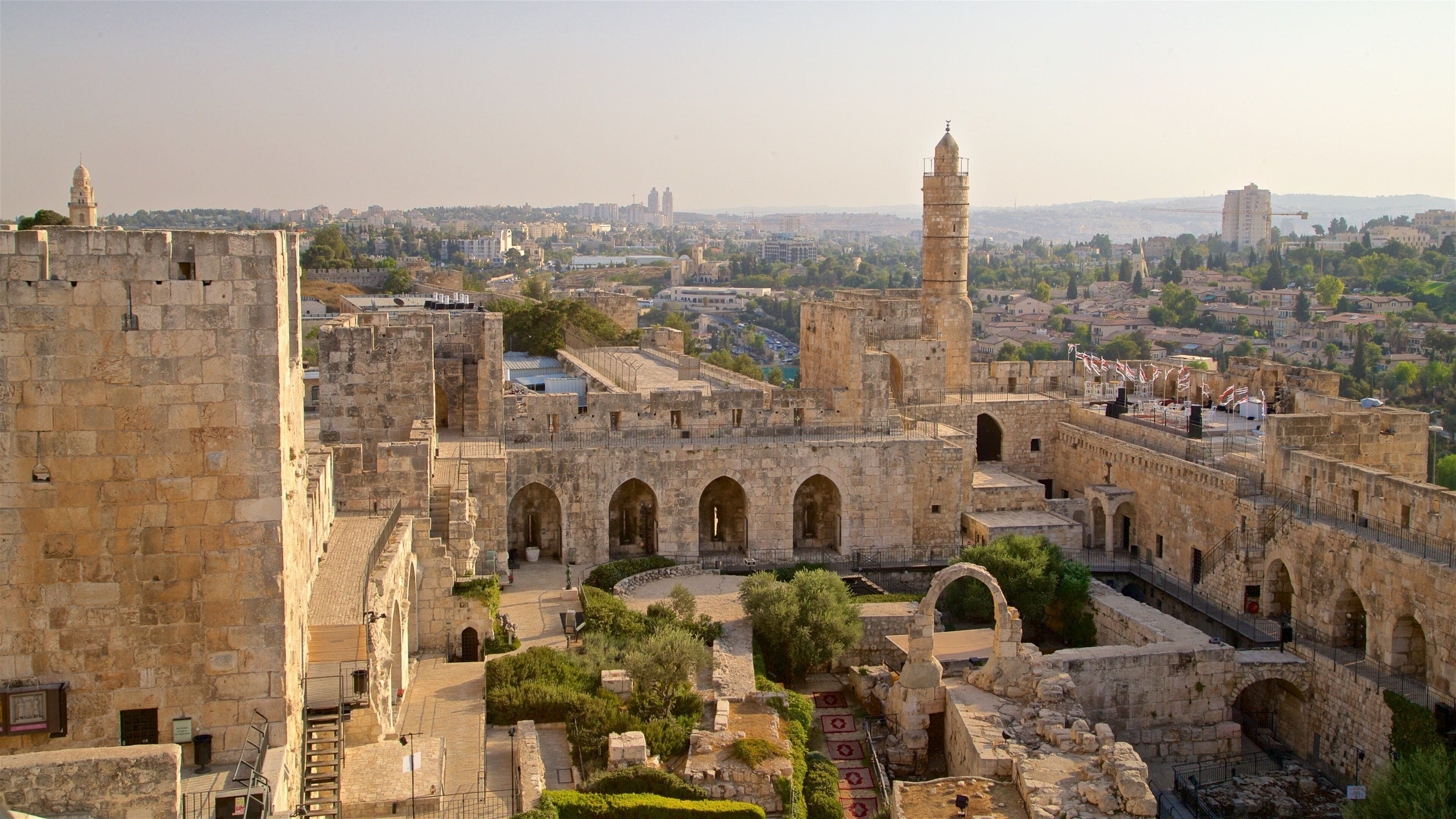 Tower of David Museum of the History of Jerusalem which includes a city, heritage architecture and landscape views