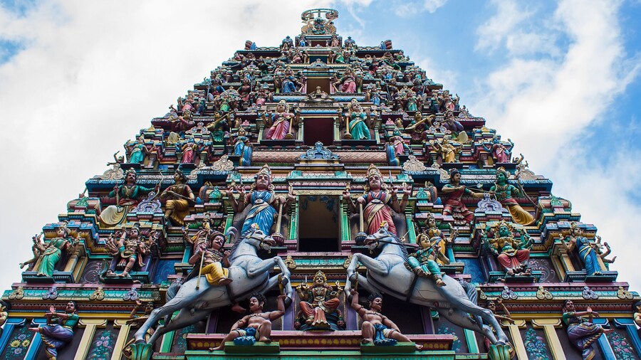 The roof of a Sri Mahamariamman hindu temple in Kuala Lumpur, Malaysia