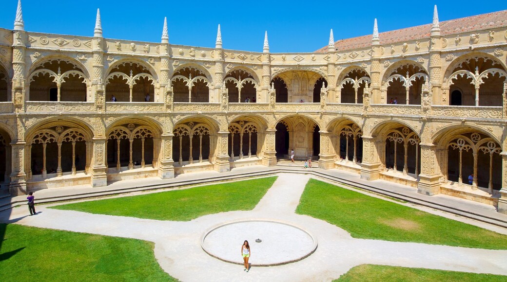 Jeronimos Monastery which includes a square or plaza, heritage architecture and a church or cathedral