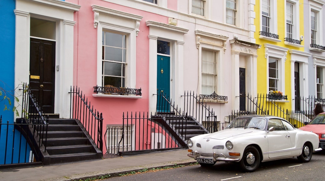 Portobello Roadin markkinat johon kuuluu perintökohteet ja talo