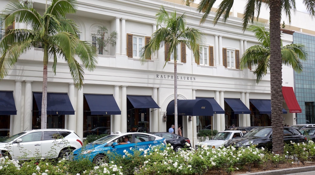Rodeo Drive featuring signage, street scenes and shopping