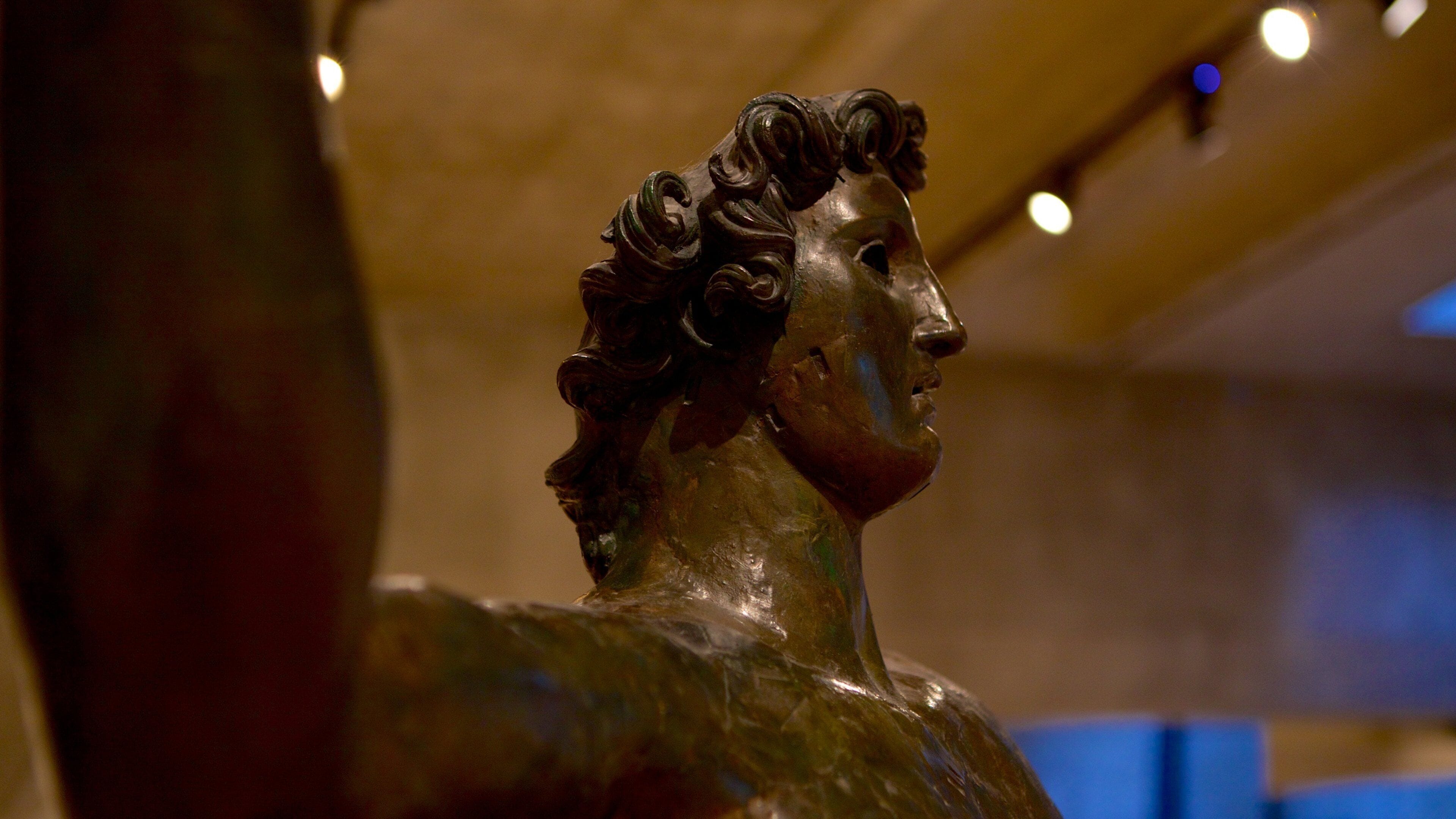 Musee de la Civilization Gallo-Romaine som inkluderer statue eller skulptur