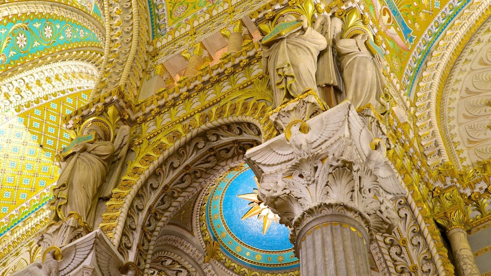 Intricate architecture and vibrant details of Basilica of Notre-Dame de Fourviere in Lyon, Auvergne-Rhone-Alpes, France