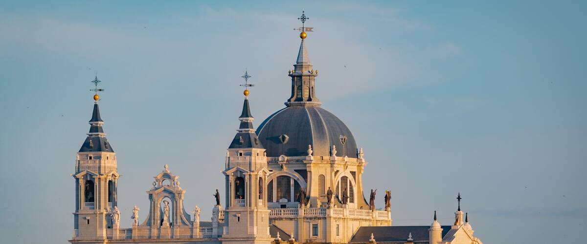 Almudena Cathedral featuring a church or cathedral, landscape views and heritage architecture