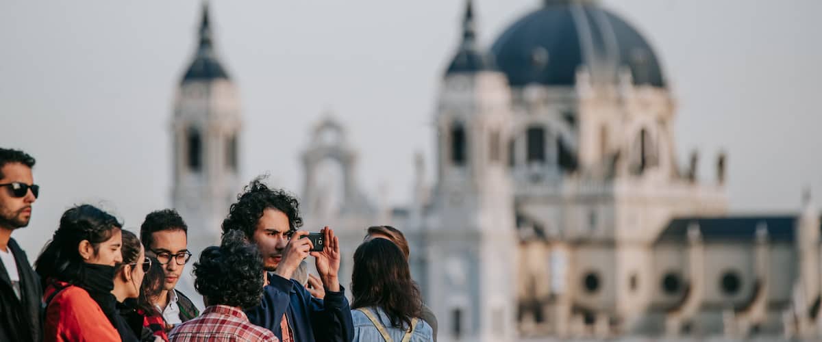 Almudena Cathedral as well as a small group of people