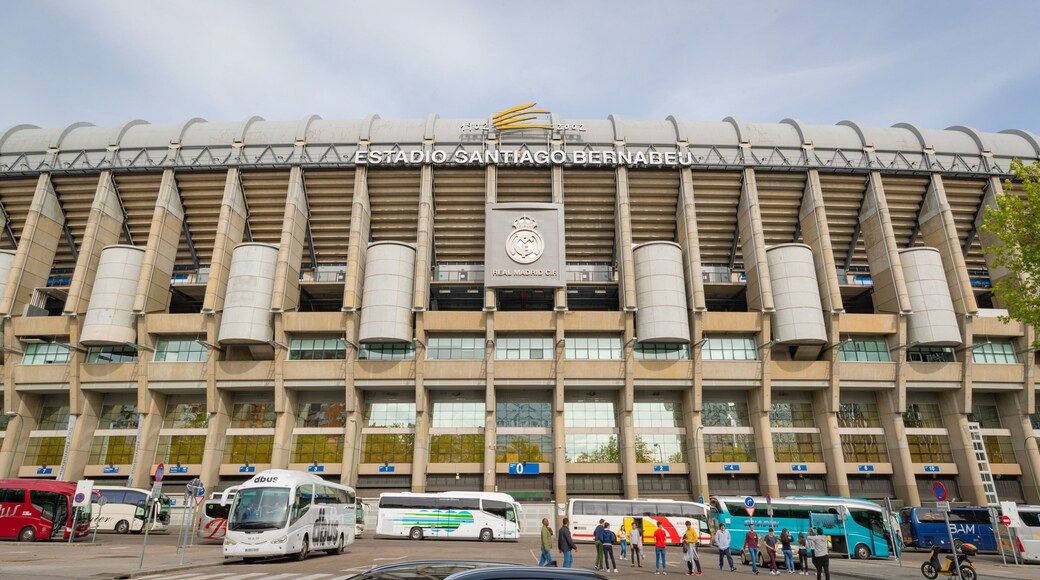 Santiago Bernabeu Stadium featuring signage