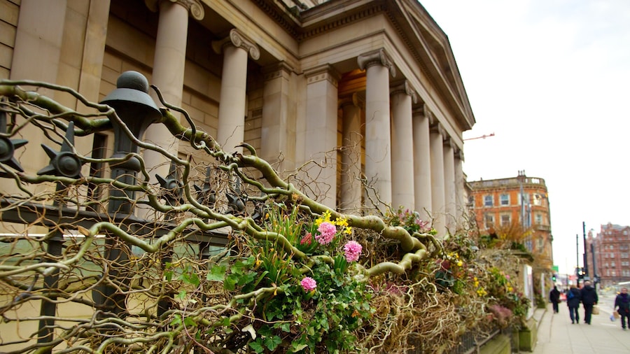Manchester Art Gallery mostrando arte, flores y escenas urbanas