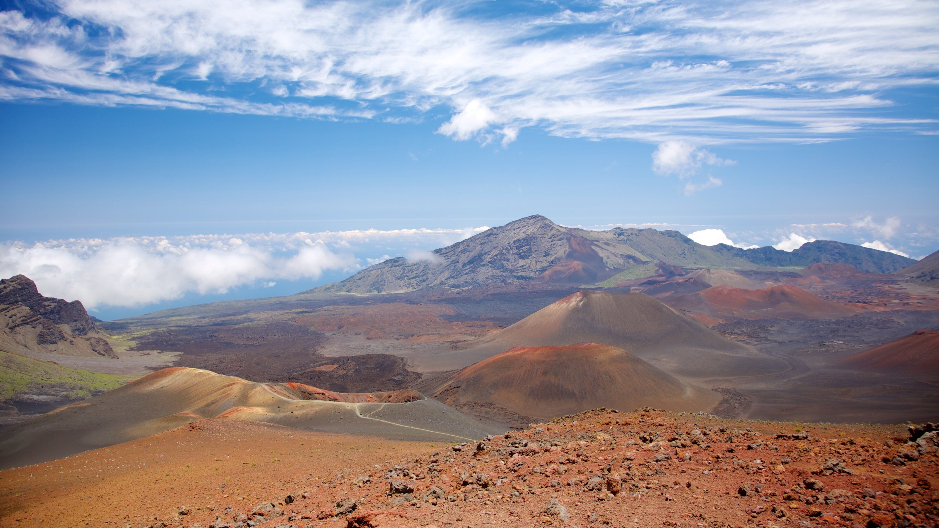 Haleakala Crater som inkluderar en ravin eller kanjon, stillsam natur och landskap