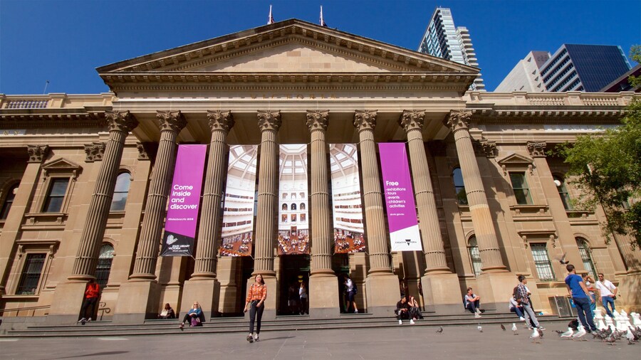 State Library of Victoria featuring heritage architecture, a city and an administrative buidling