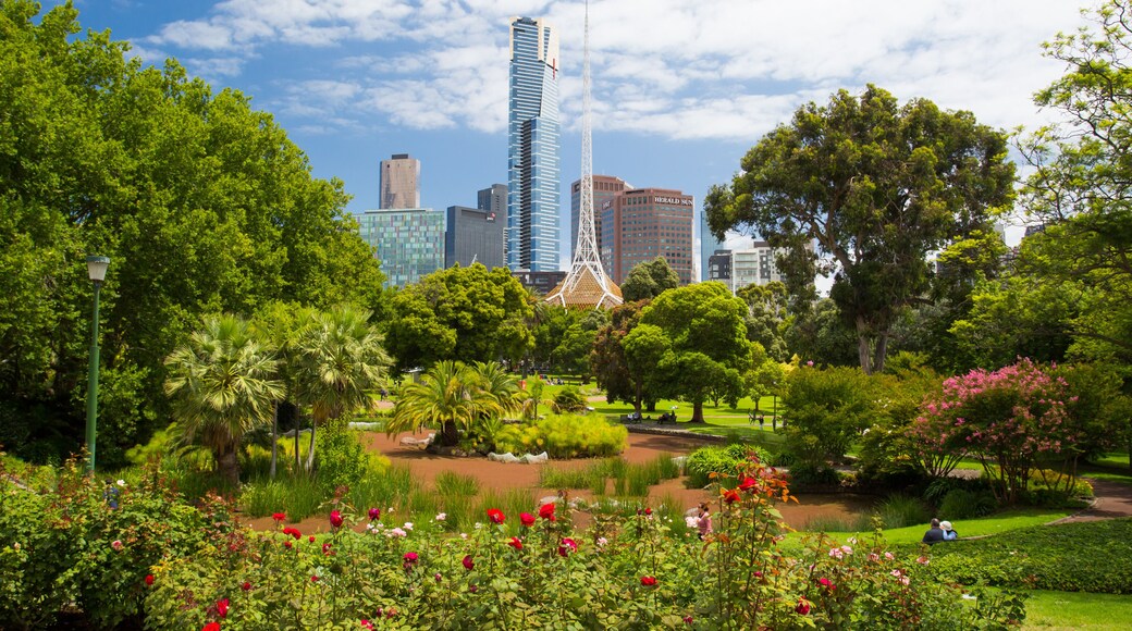 Melbourne Skyline Thru Queen Victoria Gardens
