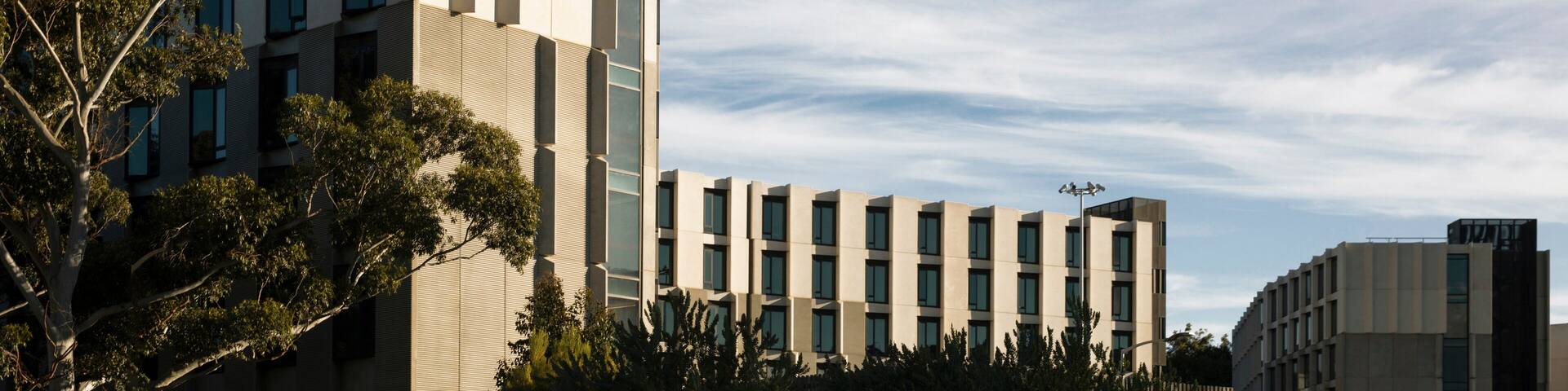 Monash clayton campus building & landscape garden.