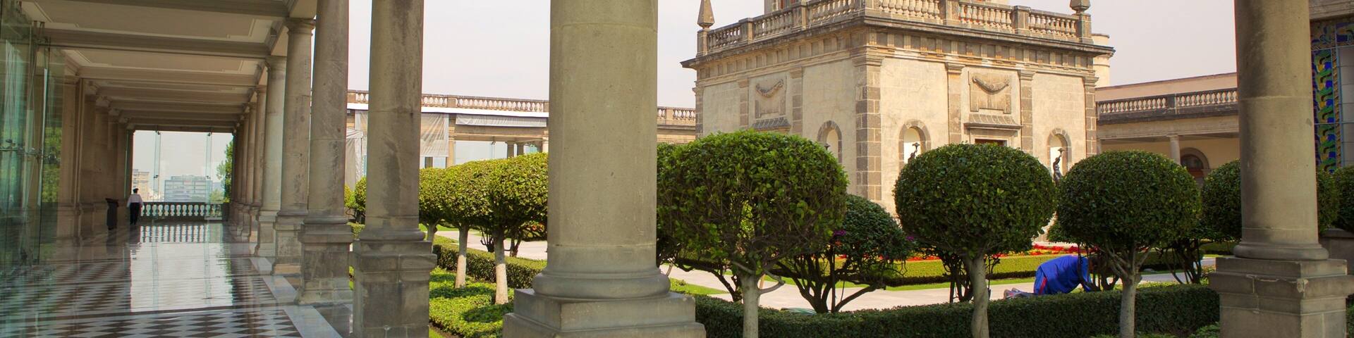 Castillo de Chapultepec che include castello o palazzo, giardino e architettura d\'epoca