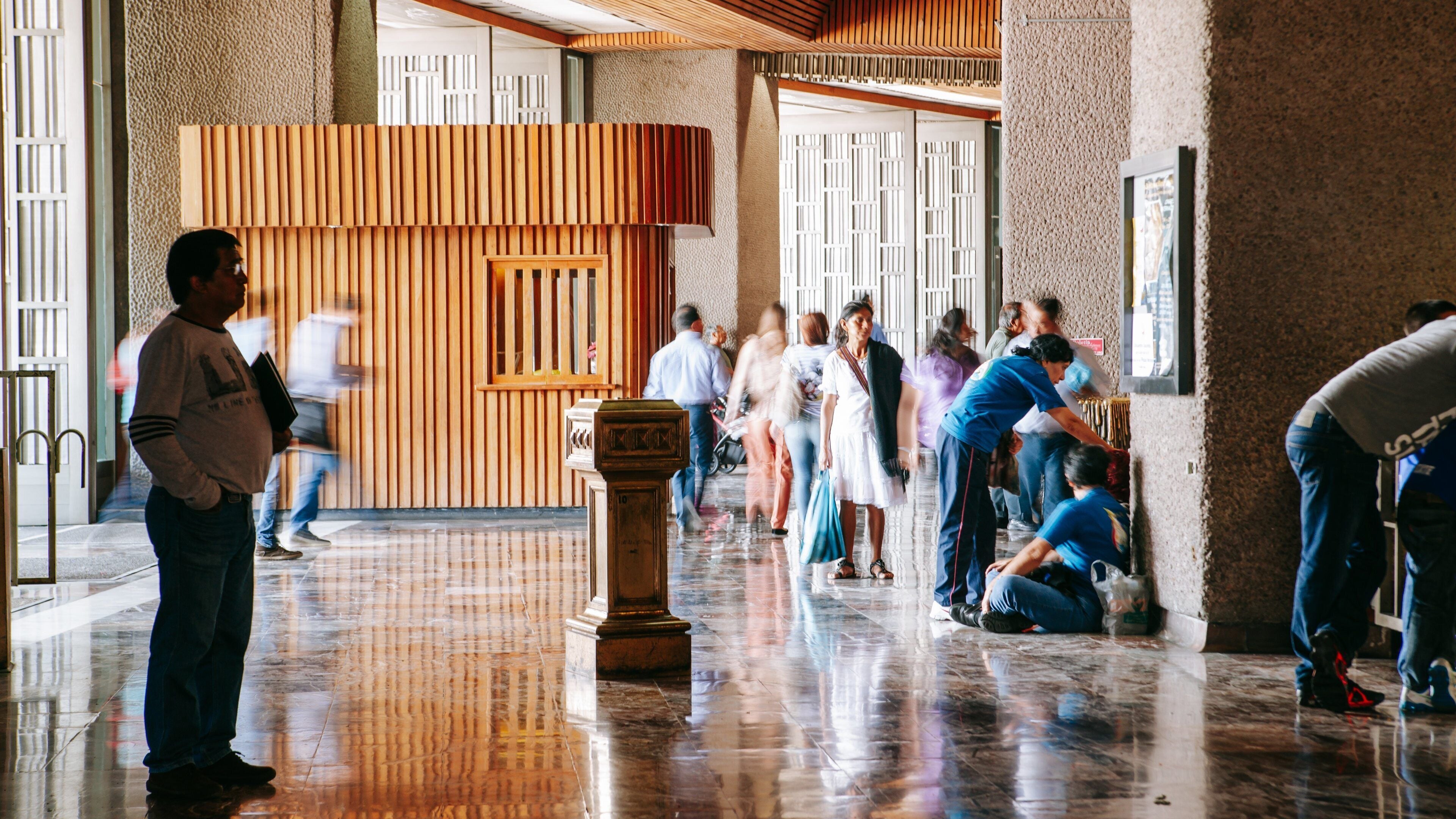 Basilica of Our Lady of Guadalupe showing interior views as well as an individual male