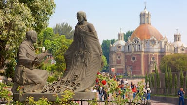 Basílica de Nuestra Señora de Guadalupe ofreciendo un parque o plaza y una estatua o escultura
