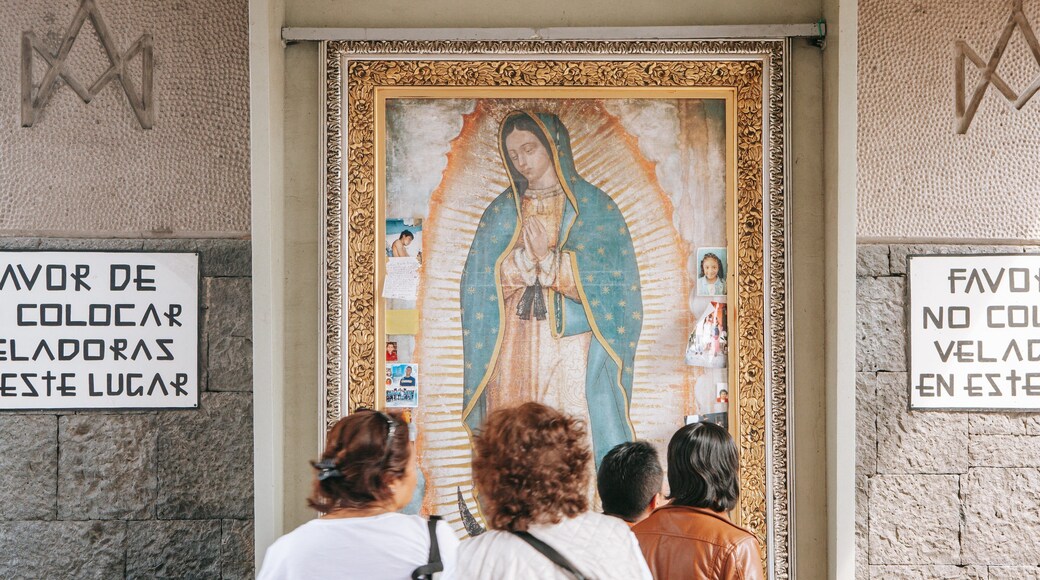 Basilica of Our Lady of Guadalupe featuring art and heritage elements as well as a small group of people
