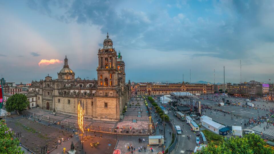 Zocalo square and Metropolitan cathedral of Mexico city