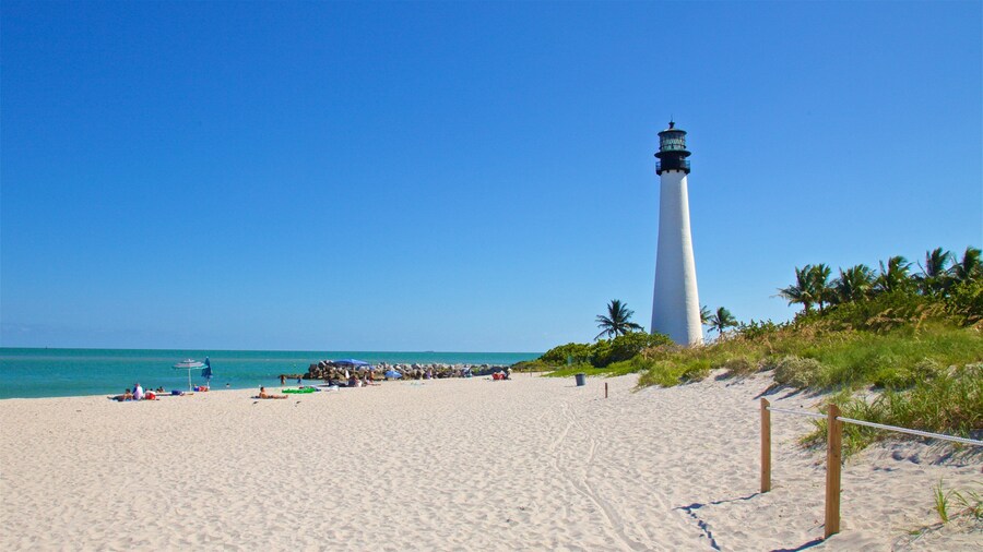 Cape Florida Lighthouse showing landscape views, general coastal views and a lighthouse