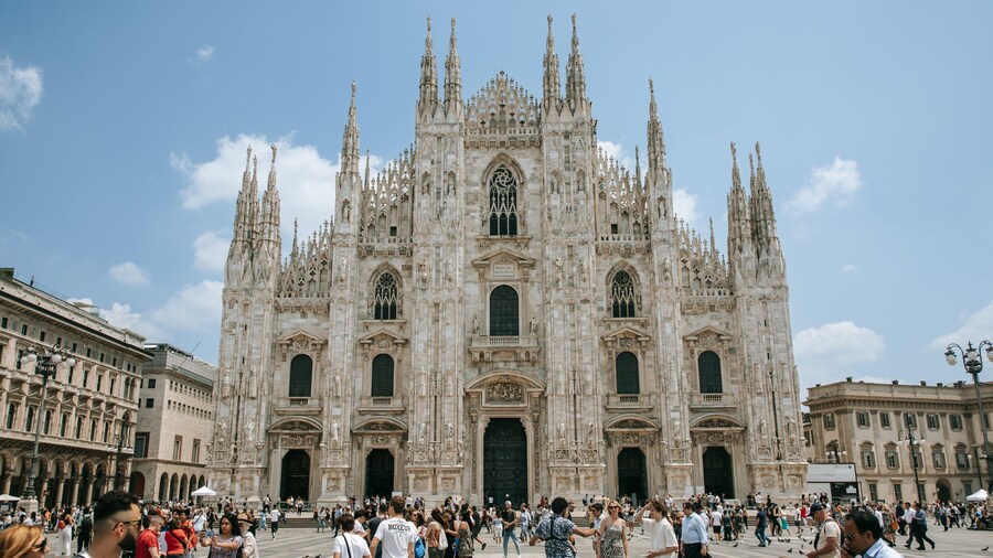 Cathedral of Milan featuring a church or cathedral, a square or plaza and heritage architecture