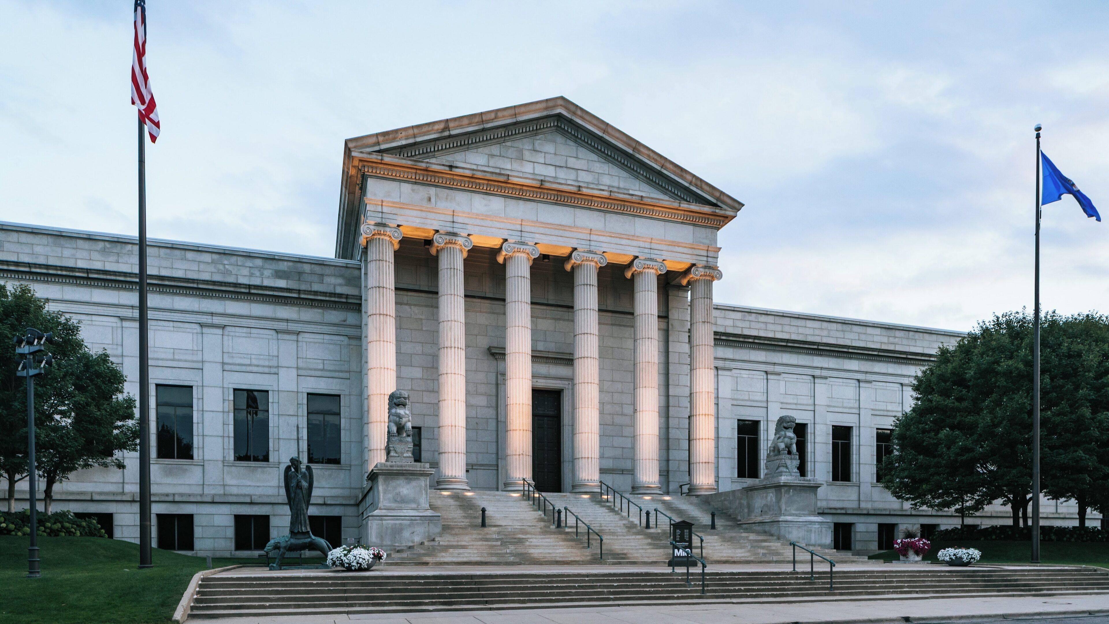 Visit to Minneapolis Institute of Art in Downtown Minneapolis, Minnesota showcasing elegant architecture and cultural heritage in early evening light
