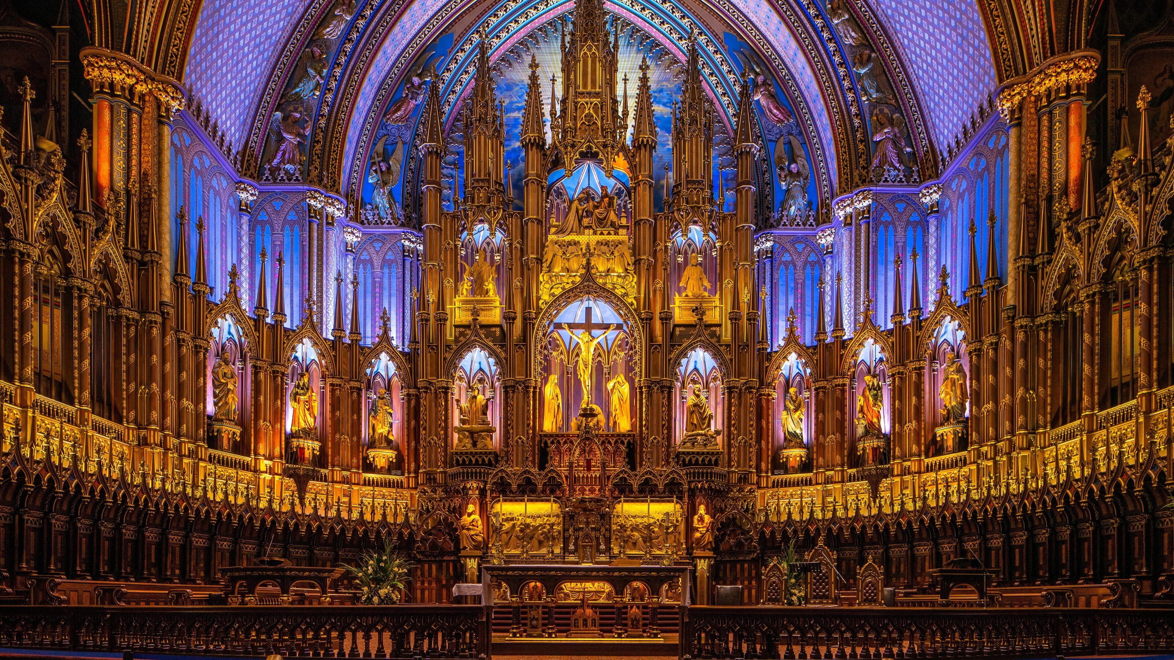 Notre Dame Basilica featuring heritage elements, a church or cathedral and interior views