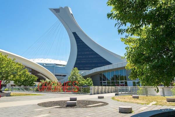 Olympic Stadium which includes signage