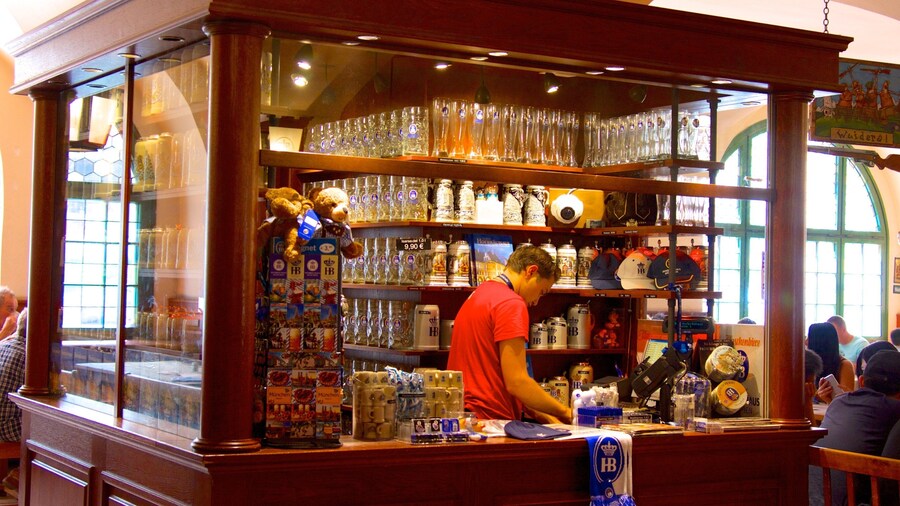 Hofbrauhaus showing interior views, drinks or beverages and a bar
