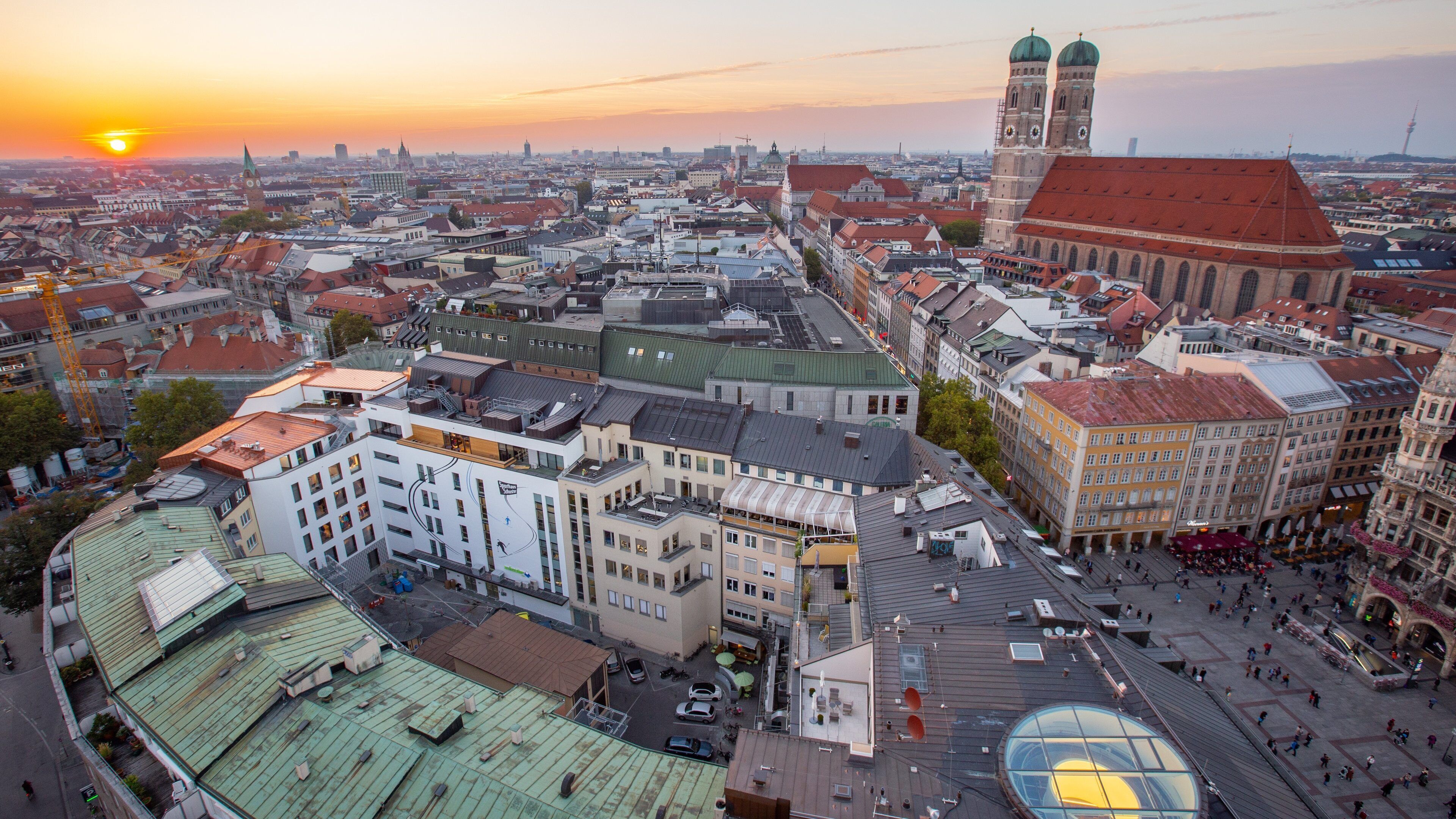 Church of Our Lady featuring a city, landscape views and a sunset