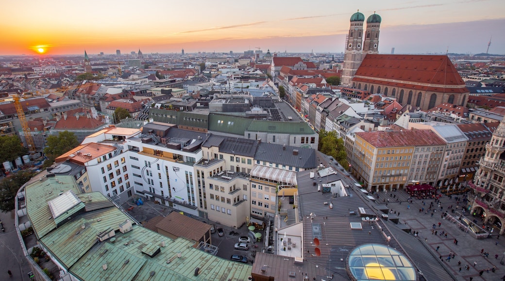 Church of Our Lady featuring a city, landscape views and a sunset