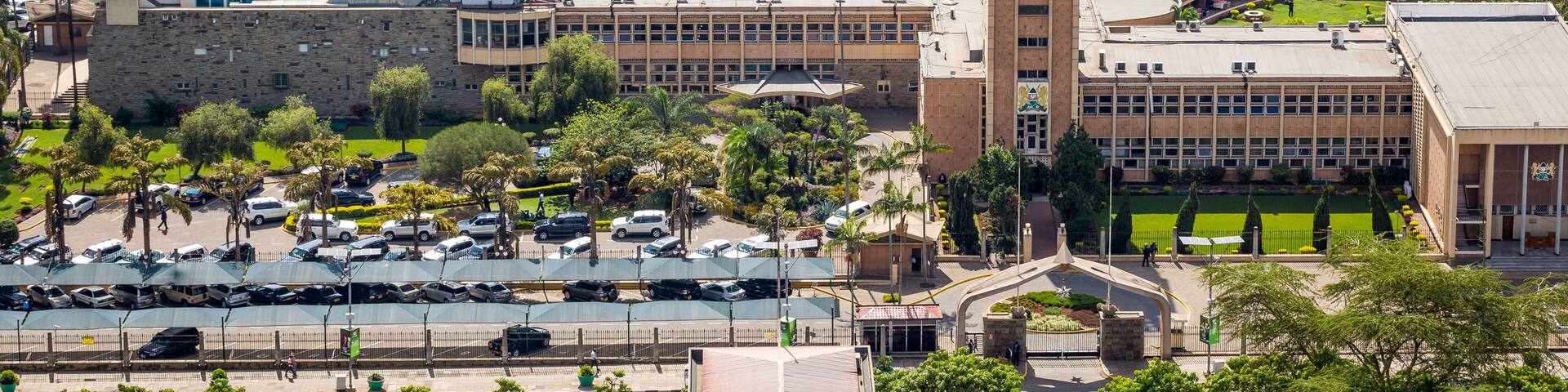 Kenya Parliament Buildings in the city center of Nairobi.