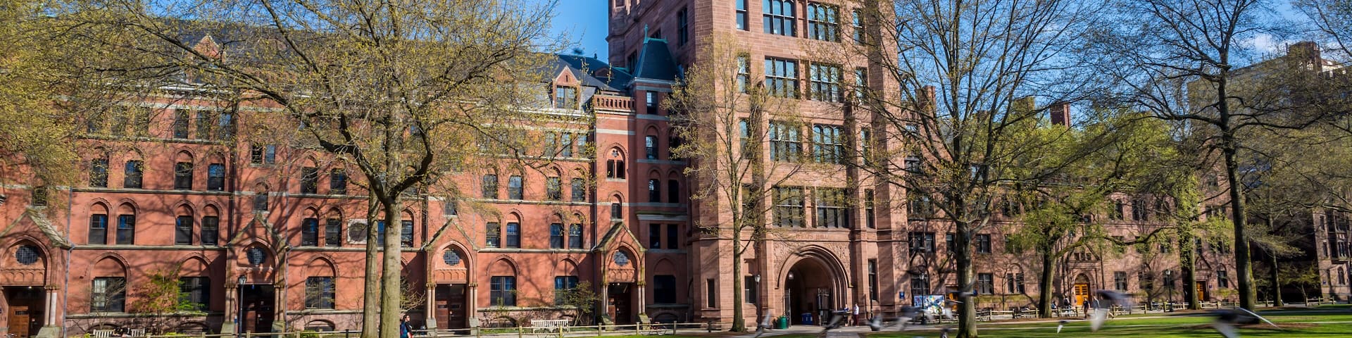 Yale university buildings in spring blue sky in New Haven, CT USA